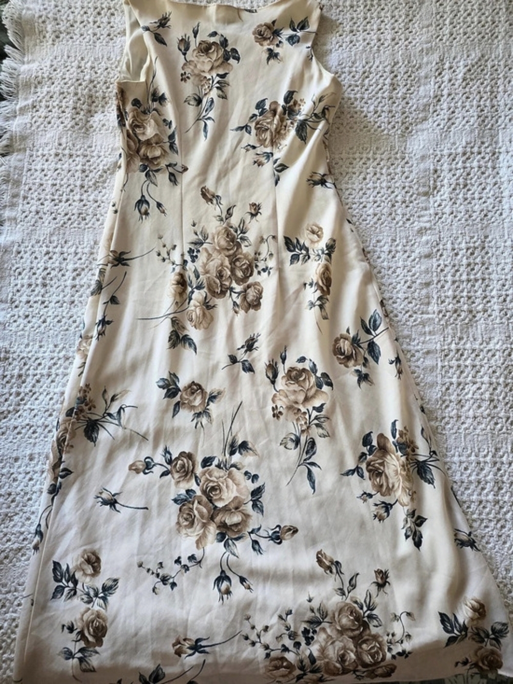 Ronni Nicole Y2k 90s Beige Floral Sleeveless Maxi Long Dress